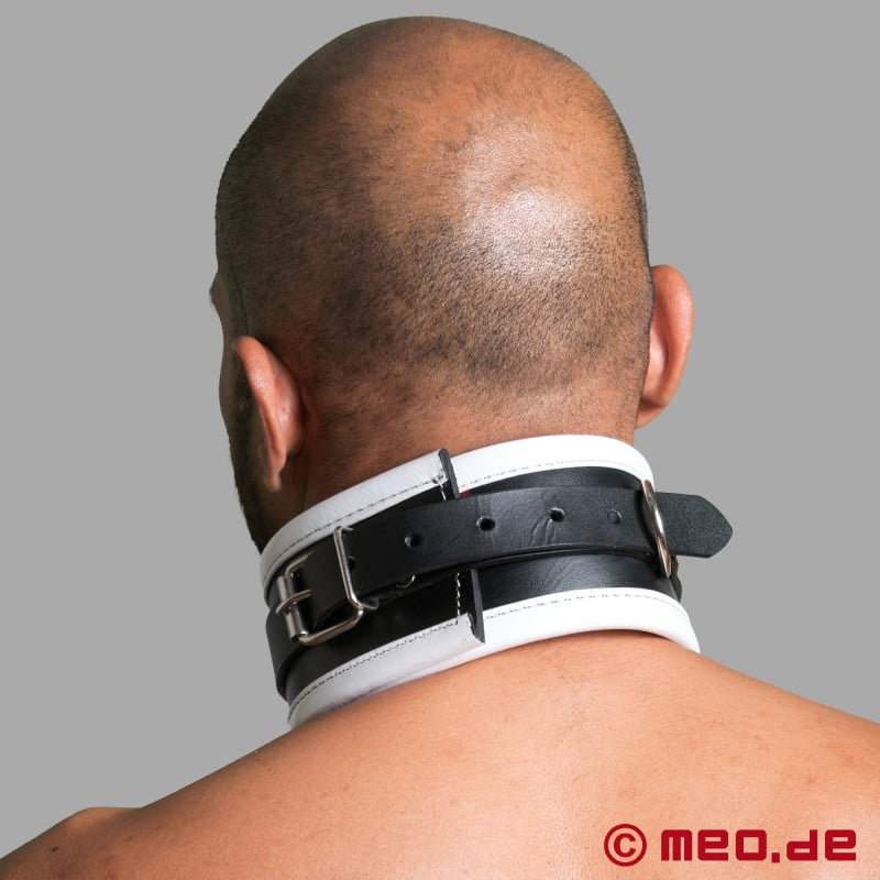 Lederen BDSM-halsband - Zwart Wit