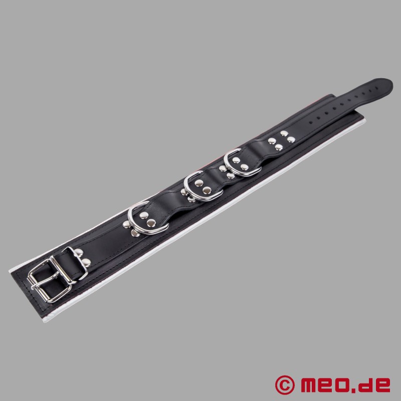 Kožený bondage obojok z kože - čiernobiely - BDSM obojok zo série Distinct od MEO Germany - 4