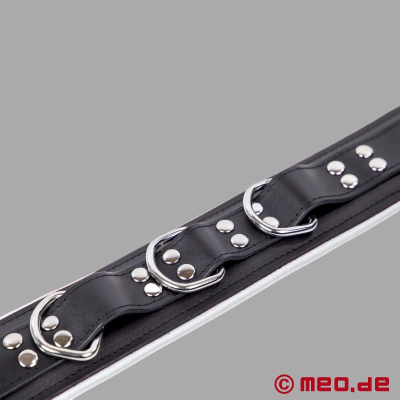 Collar BDSM de cuero - Negro Blanco