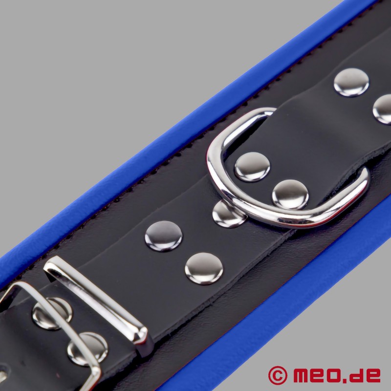 Leather Wrist Cuffs - black blue