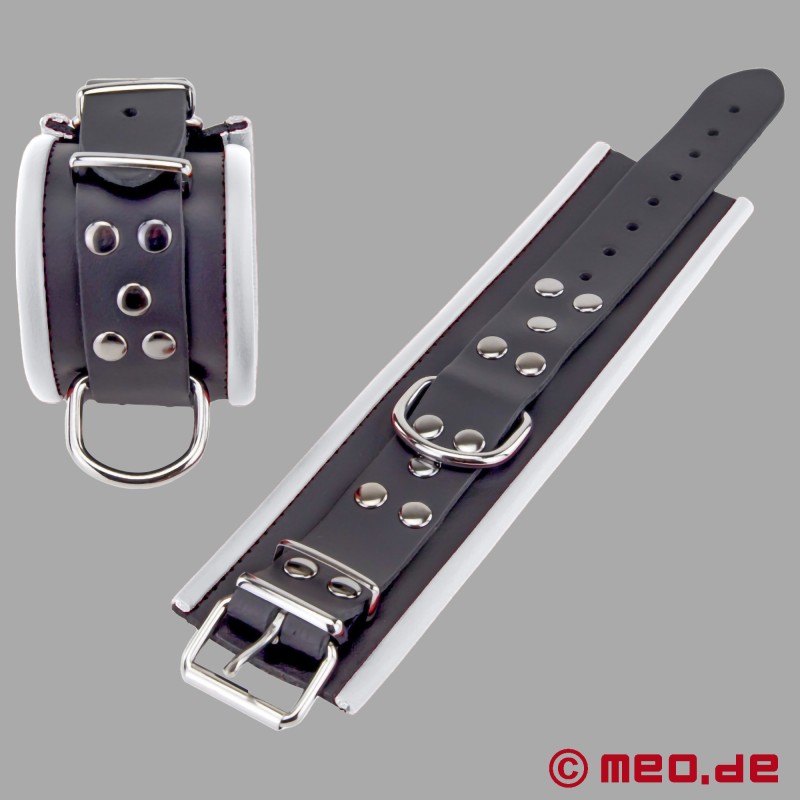 Menottes en cuir Distinct™, rembourrées, noires et blanches, de MEO® - 4