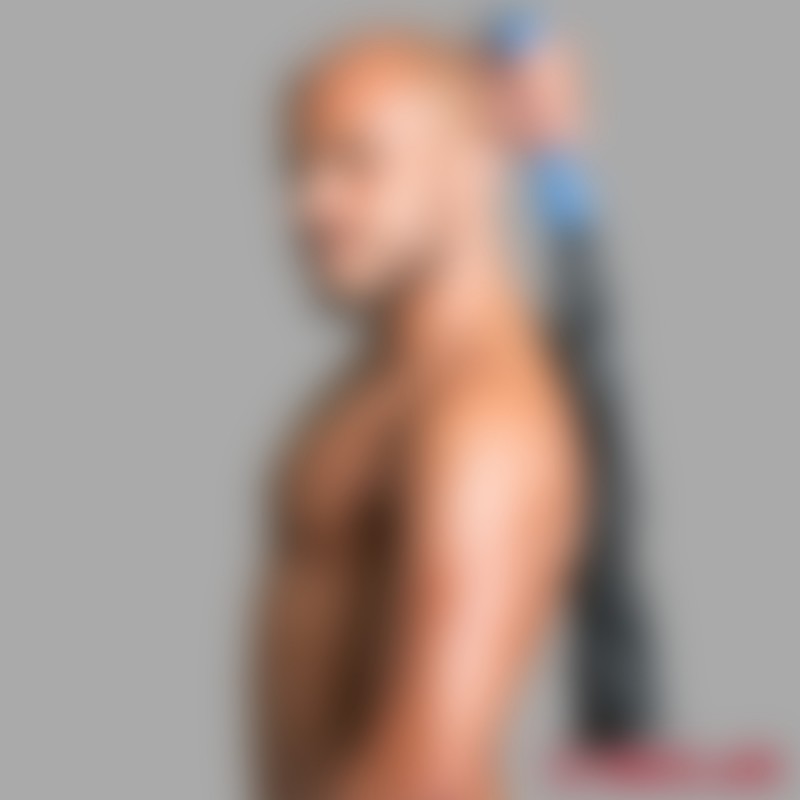 Flogger BDSM em couro azul e preto - 3
