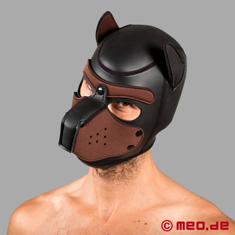 Máscara para cães - Bad Puppy - Máscara para Human Pup em neoprene - preto/castanho - 1