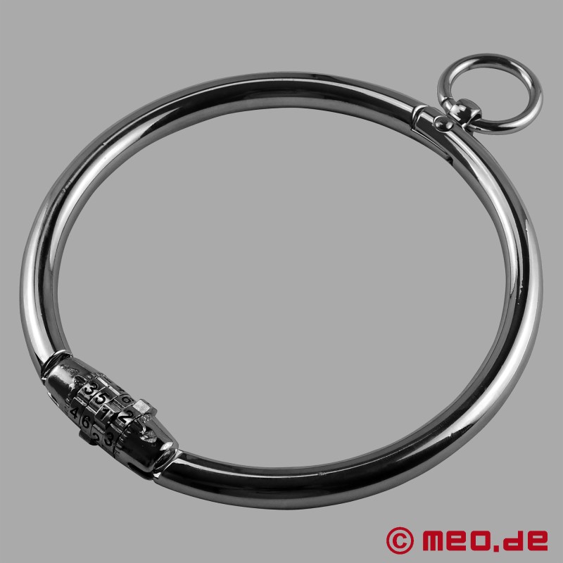 Bondage halsbånd med kombinationslås og O-ring - 6