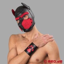 Human Pup - Kırmızı patili deri eldiven - Leather Paw Puppy Gauntlet - Thumbnail
