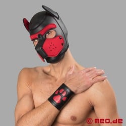 Human Pup - Kožená rukavice s červenou tlapkou - Leather Paw Puppy Gauntlet