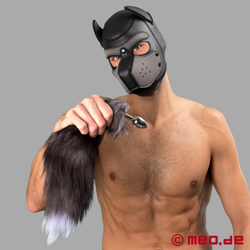 Human Pup - Capucha de neopreno - negra/gris