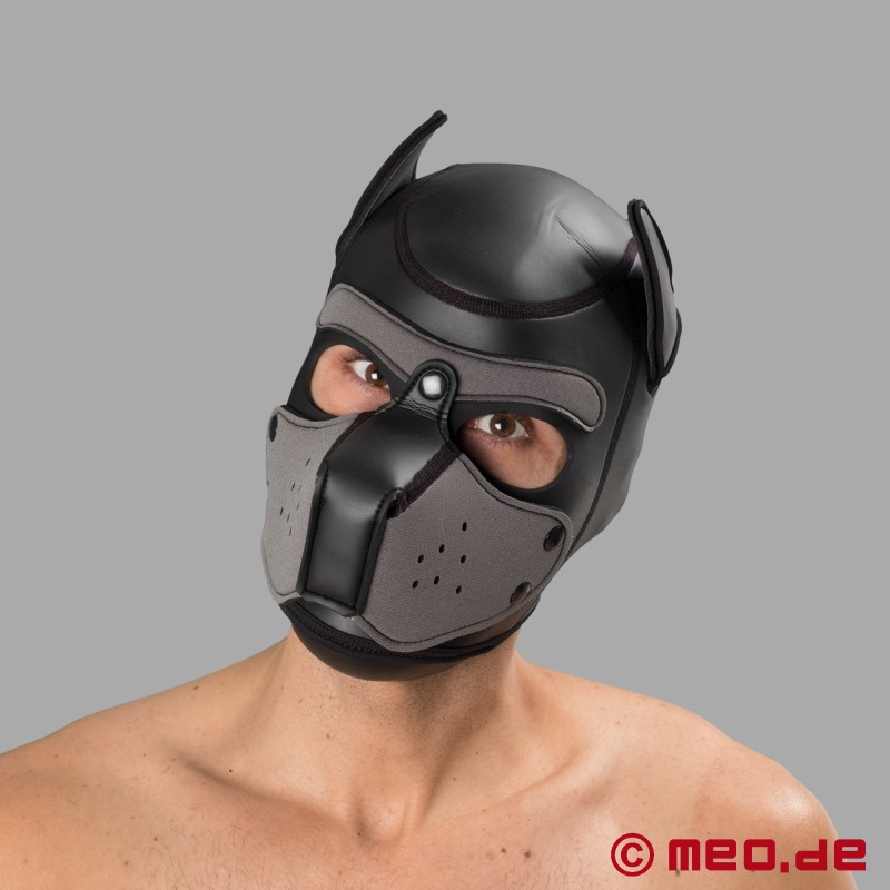 Human Pup - Neopreen Masker - zwart/grijs