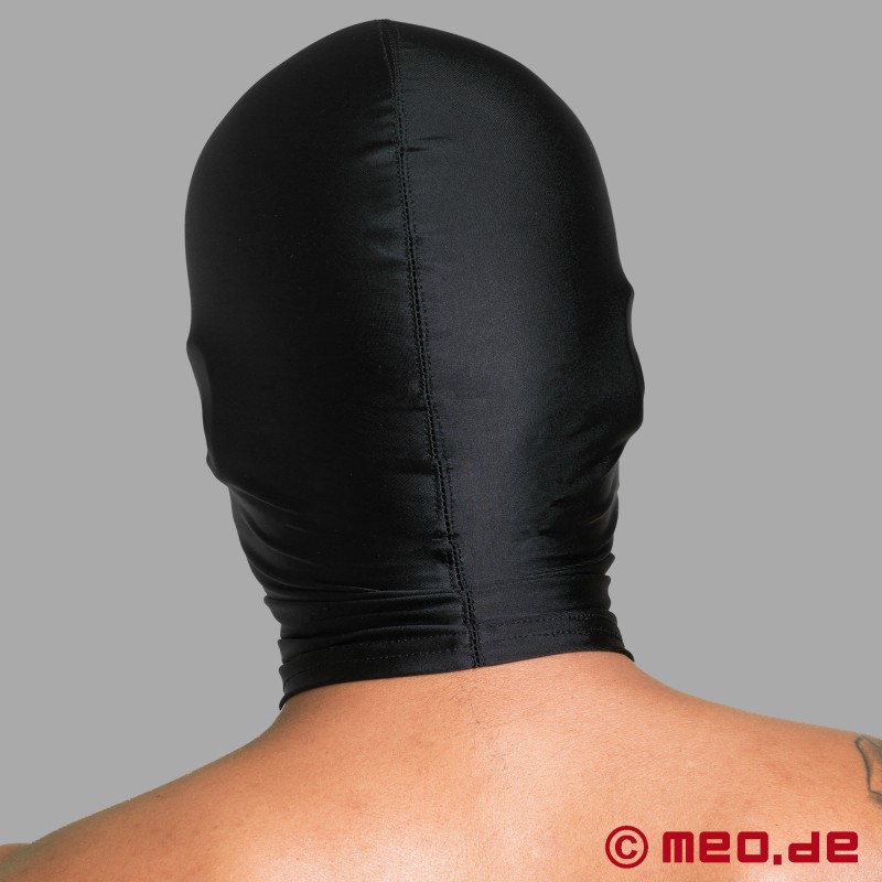 Maschera sadomaso in spandex con narici e cerniera per la bocca