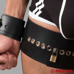 Thigh-to-Wrist Leather Restraints - Lockable Bondage Gear by MEO Germany - Thumbnail