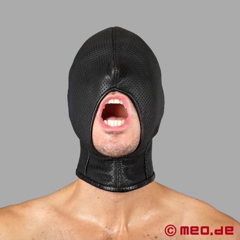 Leather mask with open mouth - Cock Sucker