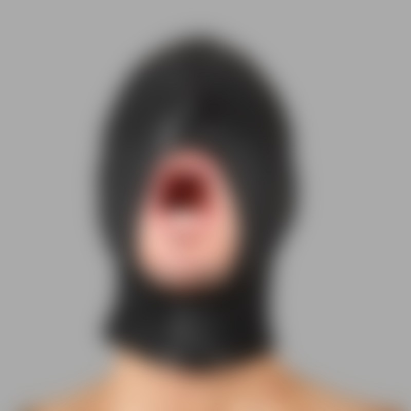 Leather hood with large mouth opening - Cock Sucker - 3