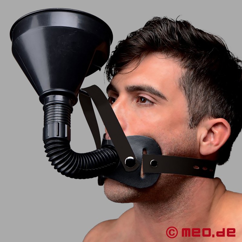 LATRINO BOY: Head harness with gag and funnel