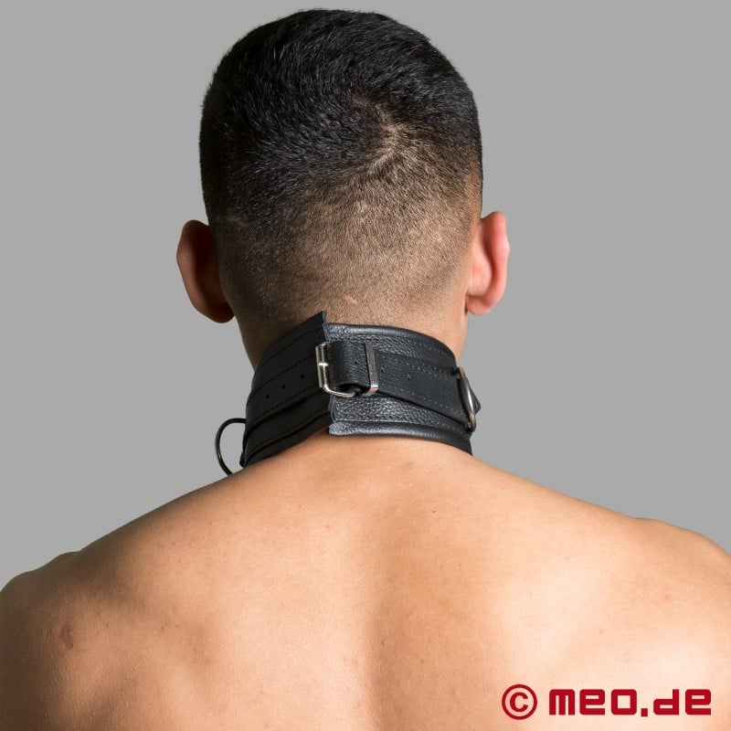 BDSM Halsband aus Leder mit Spikes und D-Ringen