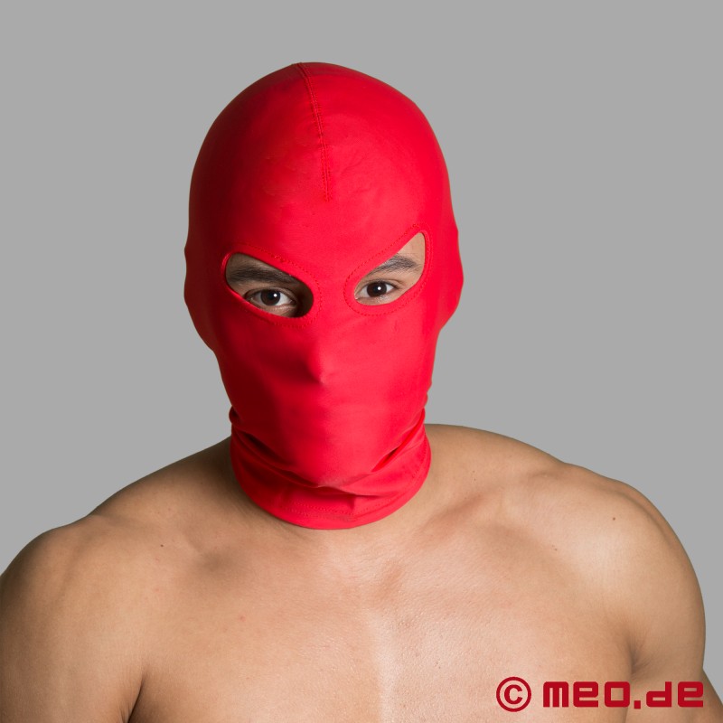 Punane fetišimask - silmade avadega spandex mask