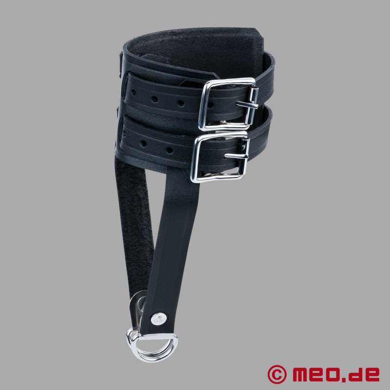 Cazzomeo® Leather Ball Stretcher - Double Pull Scrotum Stretcher with Optional Weights - 3