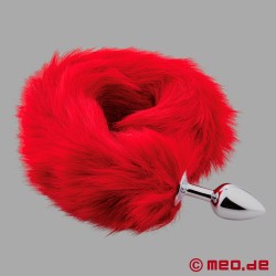 Human Pup - Butt Plug with Red Fur Tail - Cosplay &amp; Human Pup Play