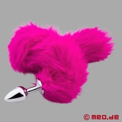 Bad Puppy butt plug with pink fur tail - Cosplay & Human Pup Play