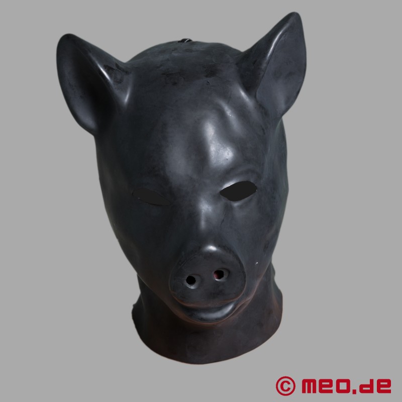 Grisemaske - Hovedmaske "Gris" lavet af sort latex