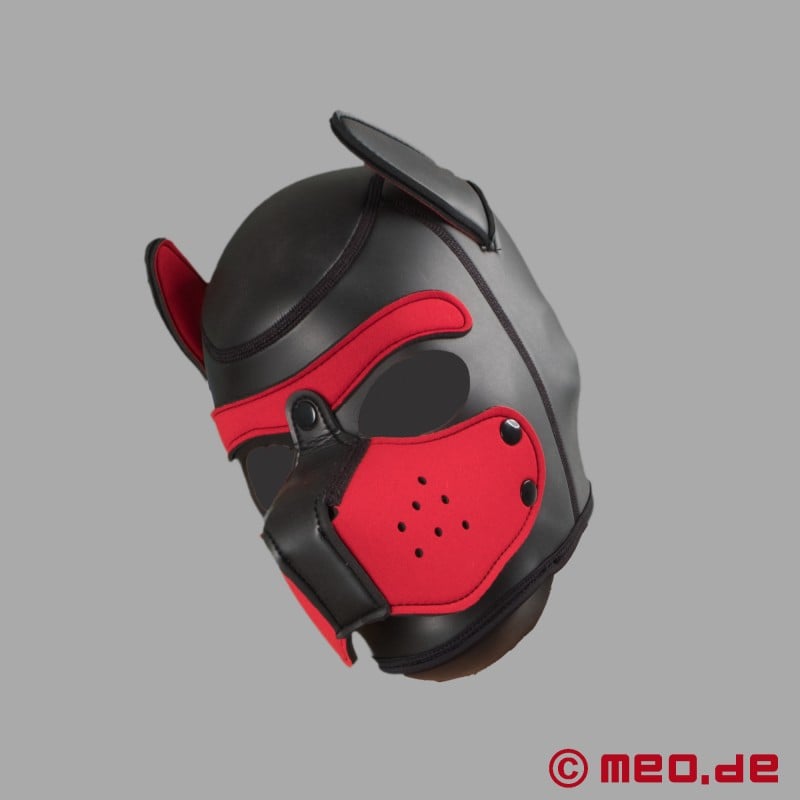 Human Pup - Neopreen masker - zwart/rood