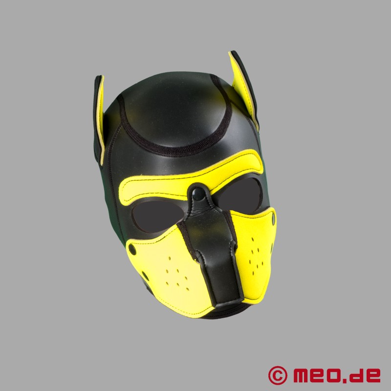 Maschera da cane – Bad Puppy® – Maschera Human Pup in neoprene – nera/gialla - 5