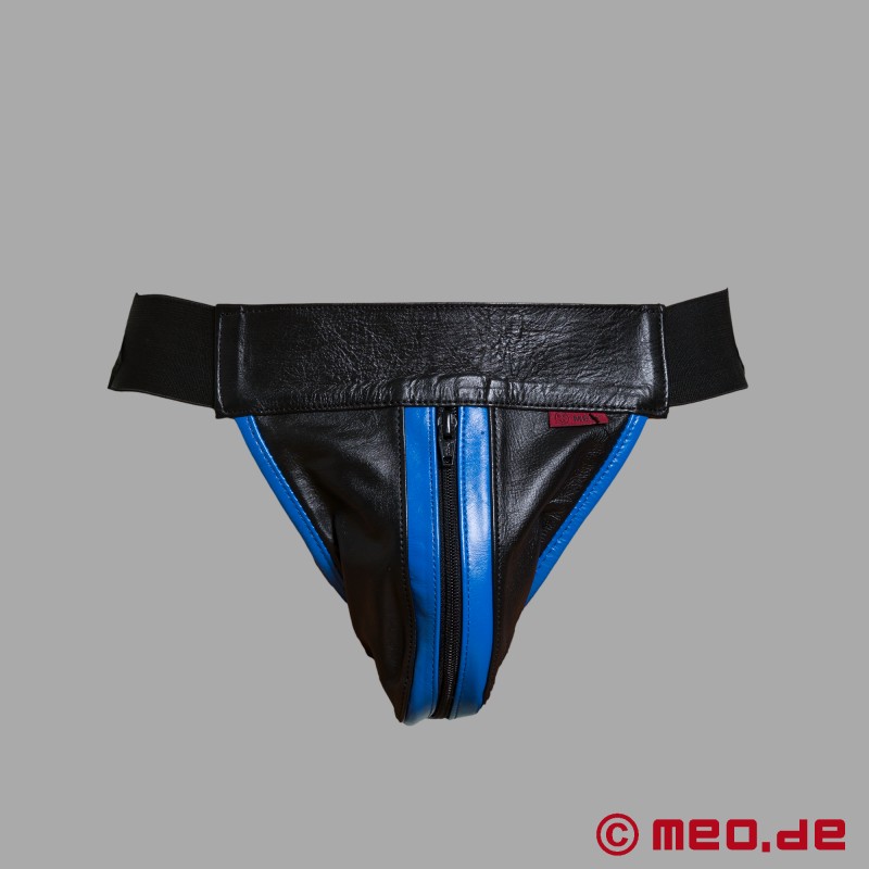 Jock Strap din piele - Jock Strap din piele în negru / albastru