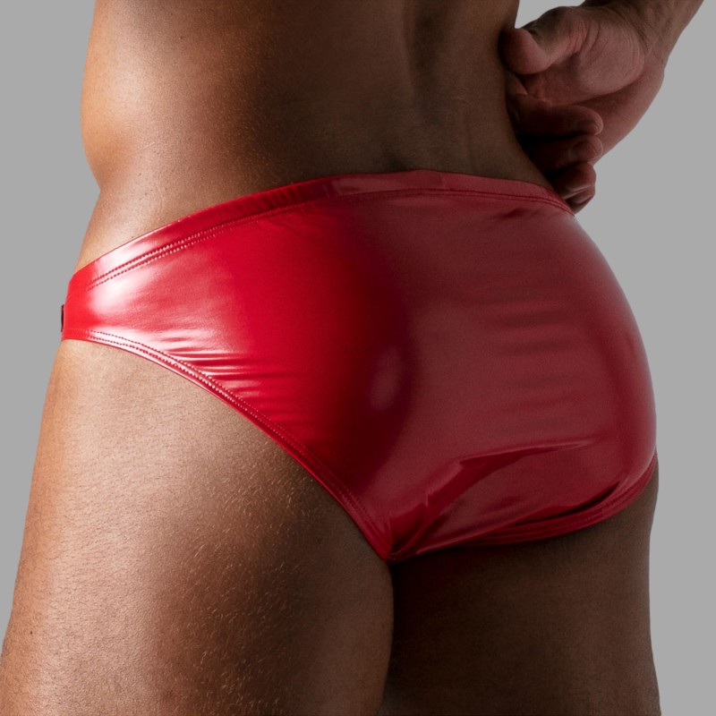 Red wetlook vinyl briefs - TOF PARIS