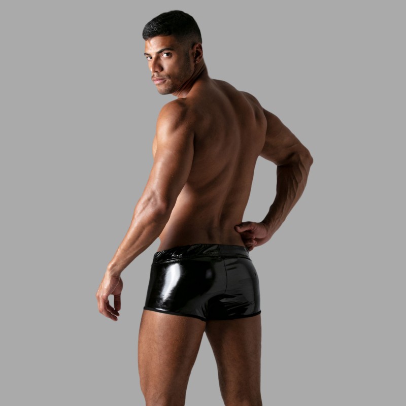 Black vinyl wetlook shorts - TOF PARIS