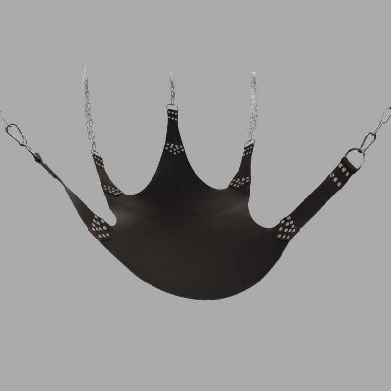 Black leather fisting sling with 5-point suspension