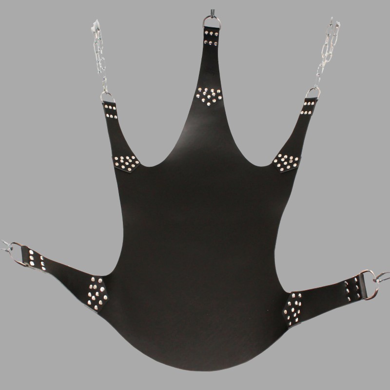 Black leather fisting sling with 5-point suspension