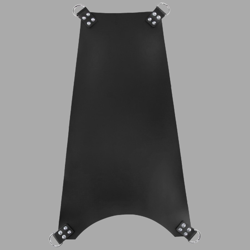 Black sling mat for fisting - made of leather with 4-point suspension