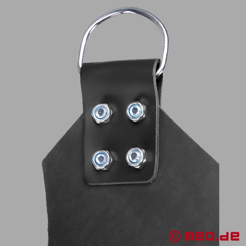 Čierna podložka pod popruh "Fisting" - vyrobená z kože so 4-bodovým zavesením - 3