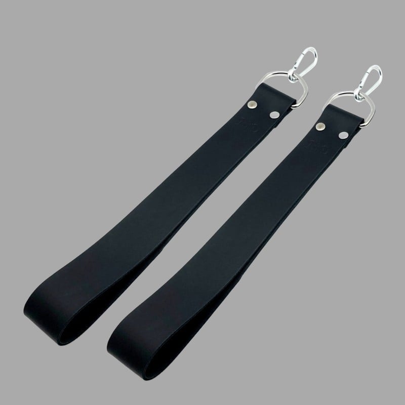 Black leather foot straps for sling