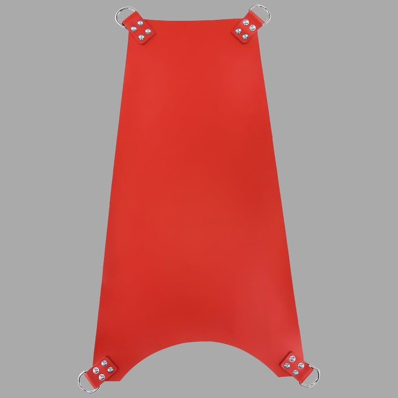 Sling rouge pour fisting - en cuir avec suspension à 4 points