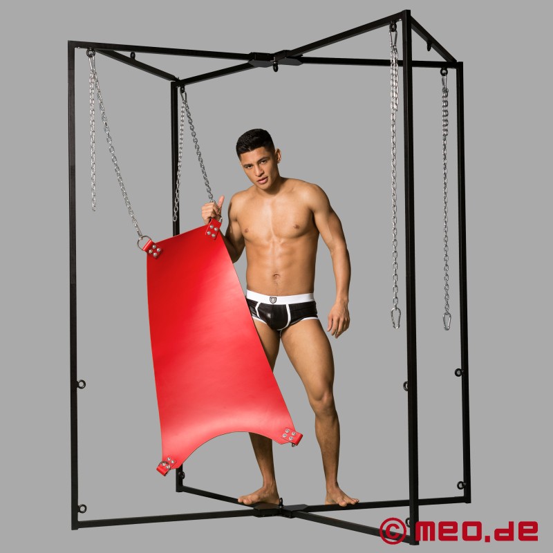 Röd sling för fisting - tillverkad av läder med 4-punktsupphängning - 3