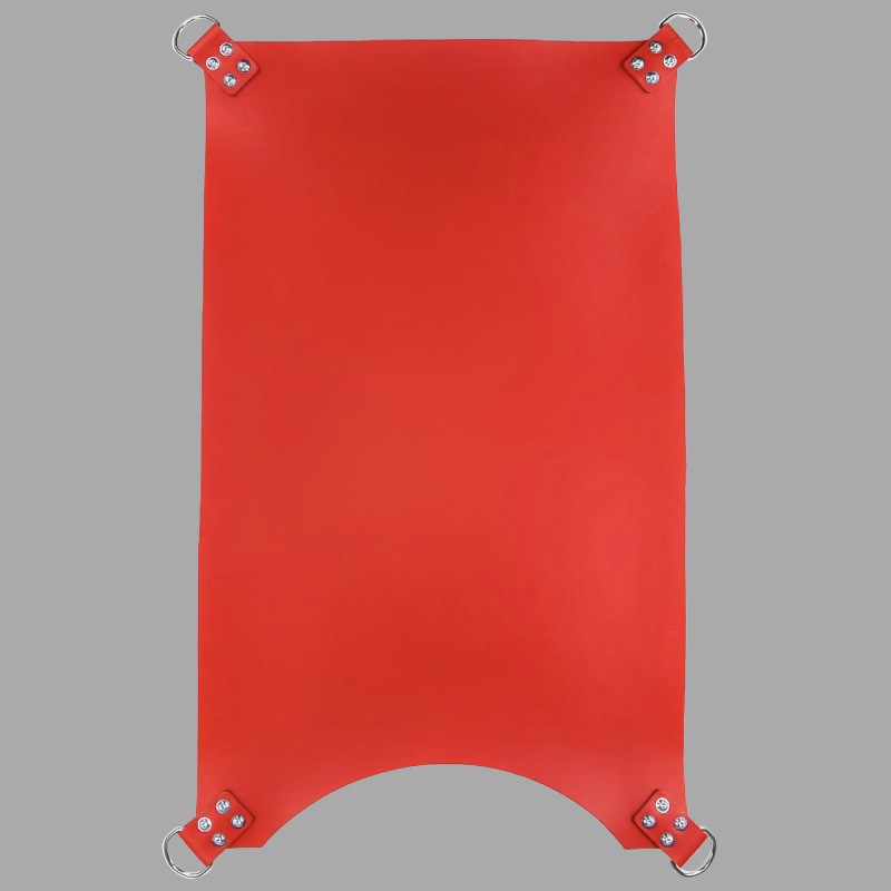 Red sling for anal fisting - made of leather with 4-point suspension