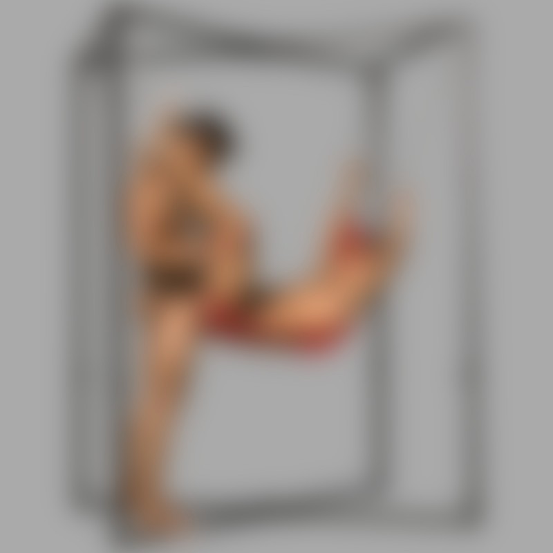 Red sling for anal fisting - made of leather with 4-point suspension - 4