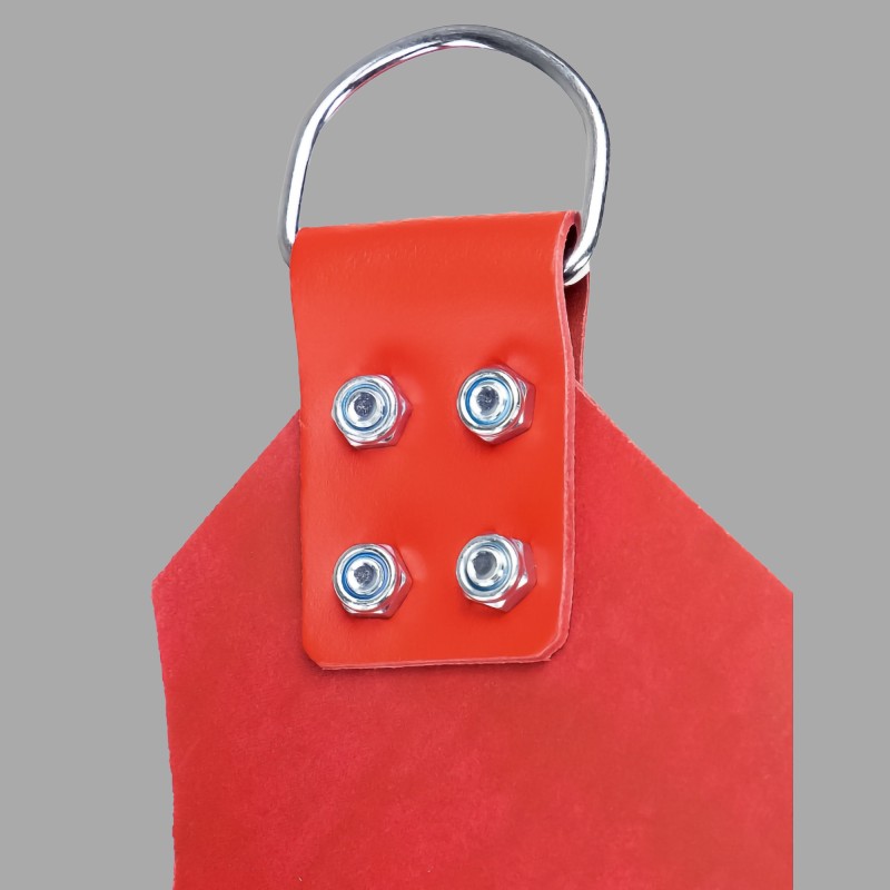 Red sling for anal fisting - made of leather with 4-point suspension