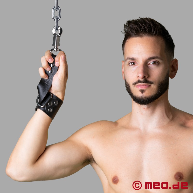 Handbojor i pelle med anti-panik karbinhakar - 4