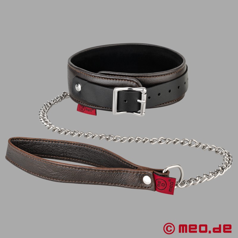 Geitenhuid BDSM-halsband met leiband - FAUBOURG