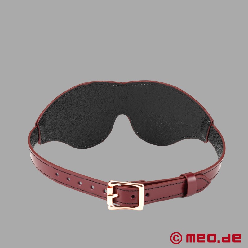 BDSM Blindfold De Luxe av skinn, bordeaux, polstret - NOBLESSE