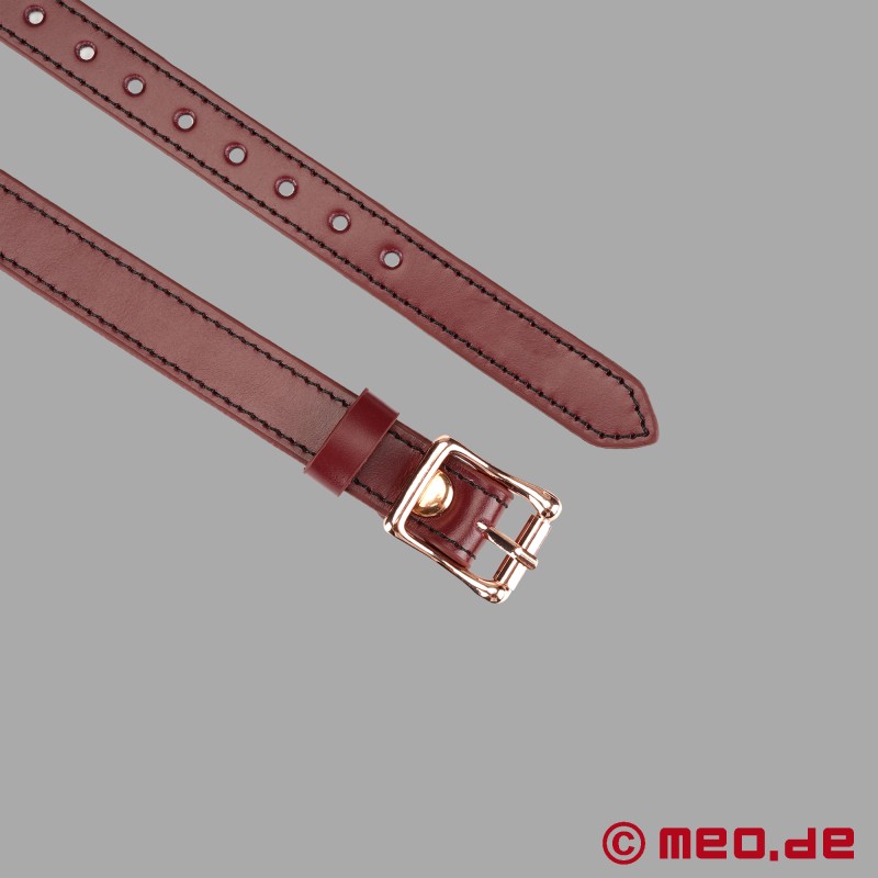 BDSM szemkötő De Luxe bőrből, bordó színű, párnázott - NOBLESSE - 7