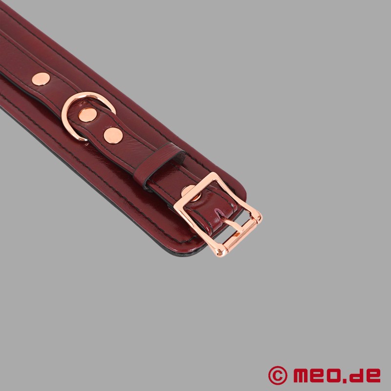 Leather wrist cuffs, burgundy, padded - NOBLESSE