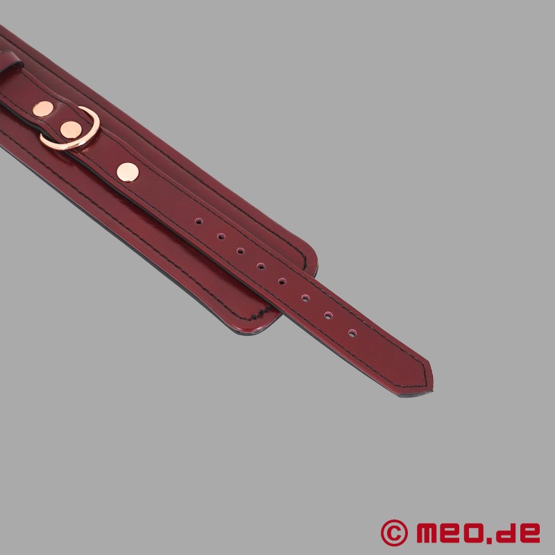 Leather wrist cuffs, burgundy, padded - NOBLESSE