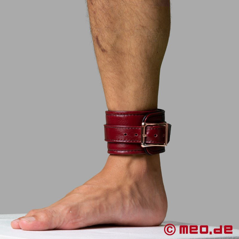 Luxury ankle cuffs, bordeaux, padded - NOBLESSE