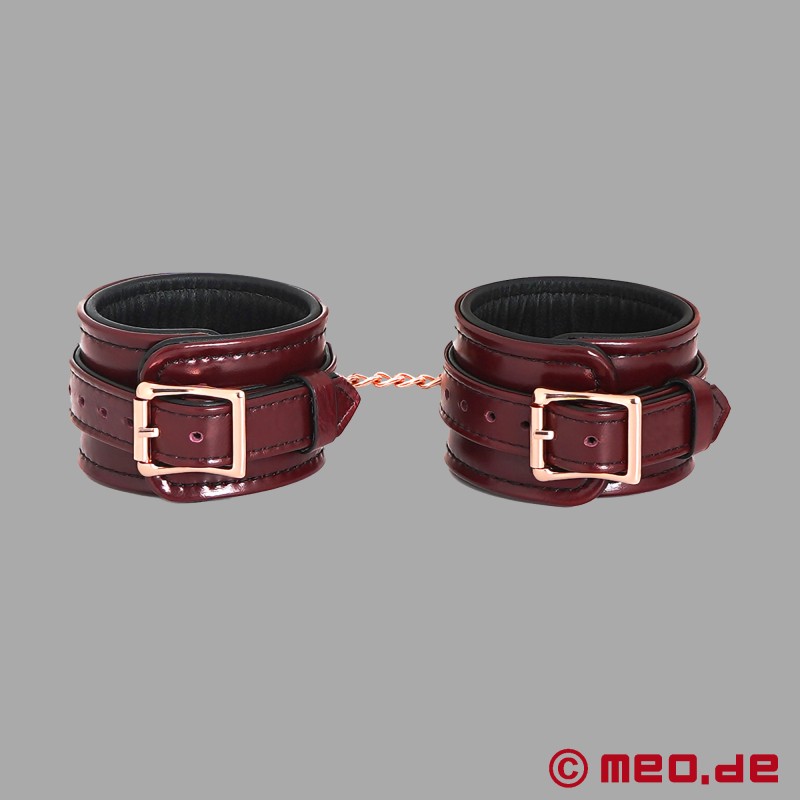 Luxury ankle cuffs, bordeaux, padded - NOBLESSE