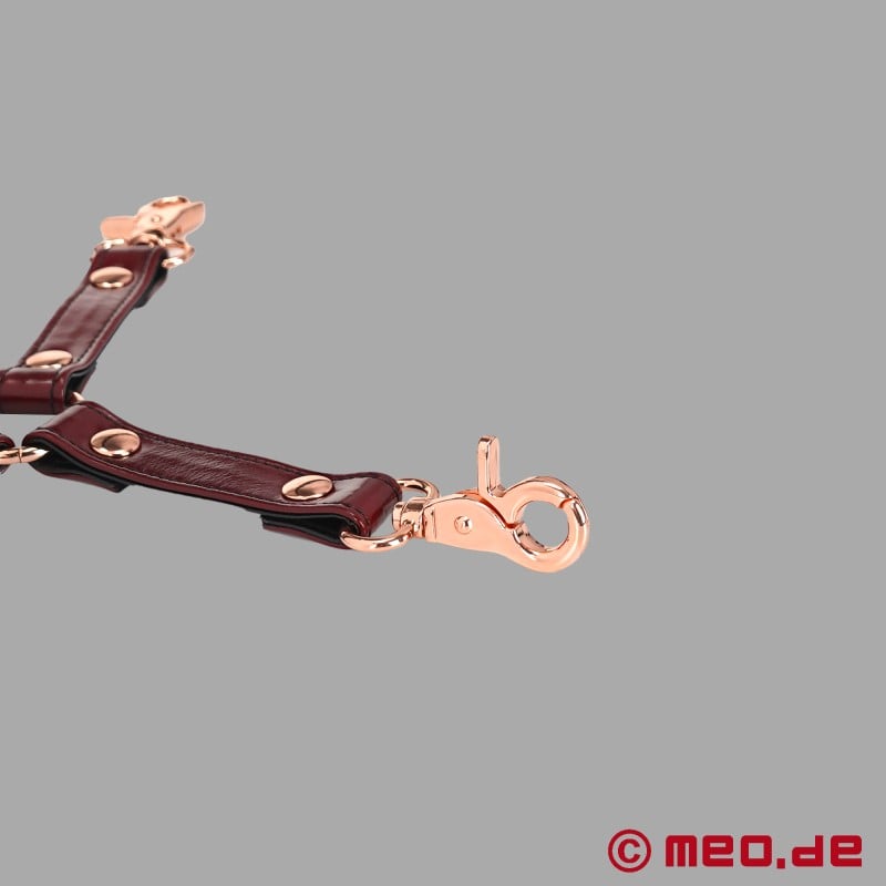 BDSM Cross Cuff - Hogtie Connector - μπορντώ - NOBLESSE