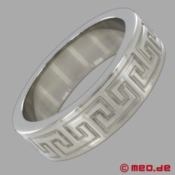 Cock Ring con dibujo de La Greca - plata