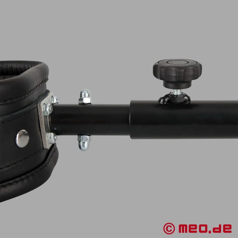 Justerbar BDSM-spridarstång med lädermanschetter - 10