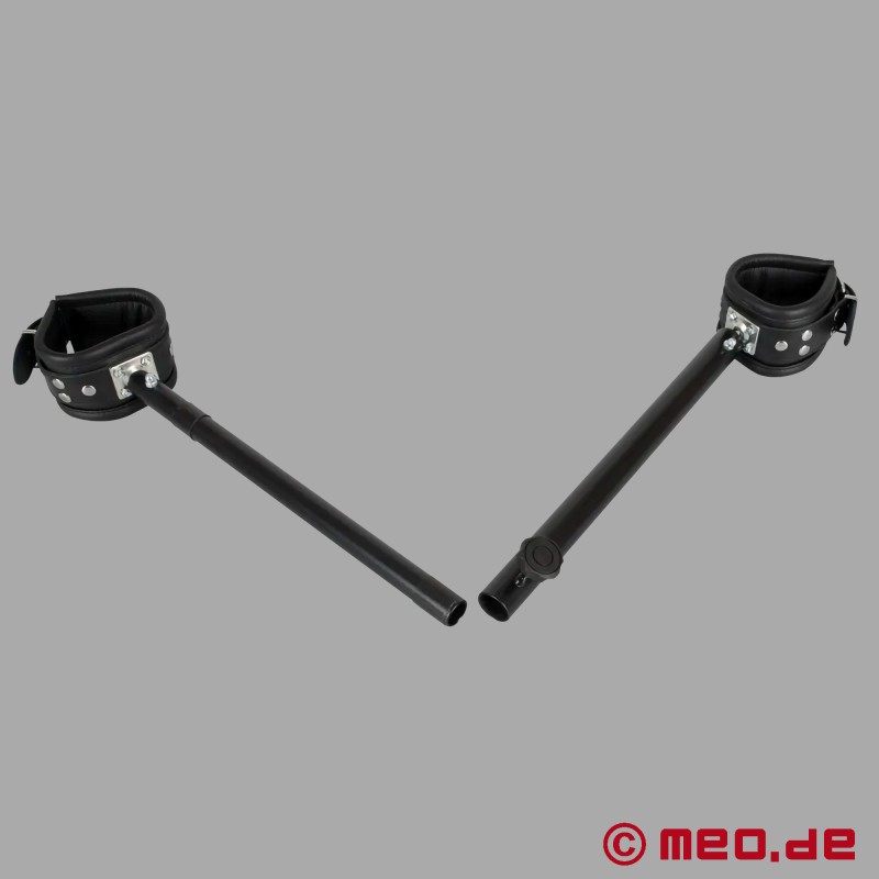 Adjustable BDSM Spreader Bar with Leather Restraints